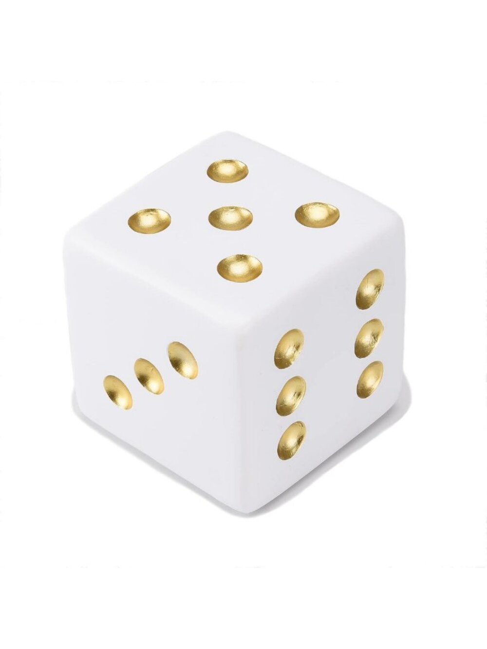 Jumbo White & Gold Resin Dice Decor - Stylish Home Accent for Living Room